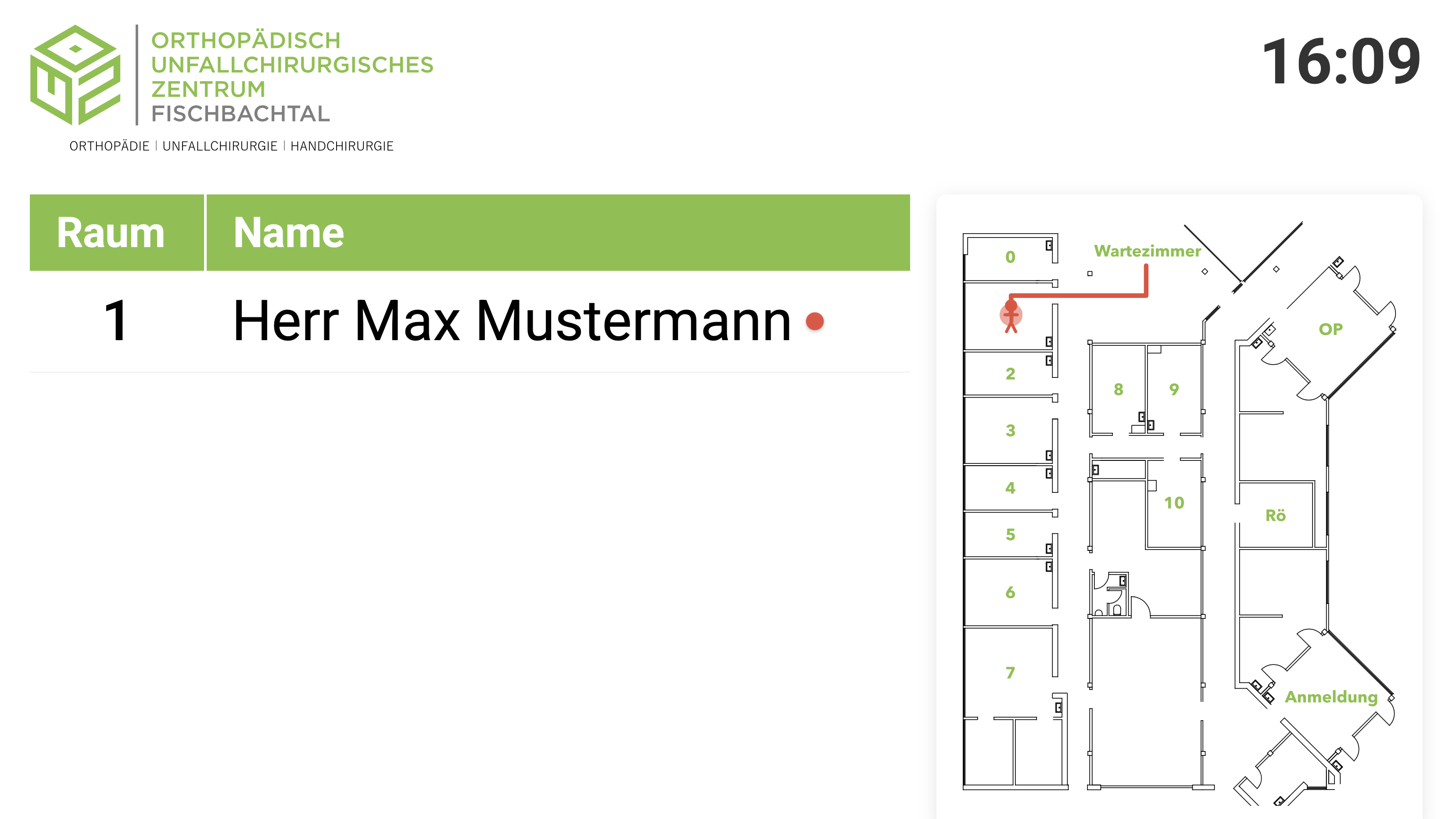 Wartezimmer Monitor Hauptansicht